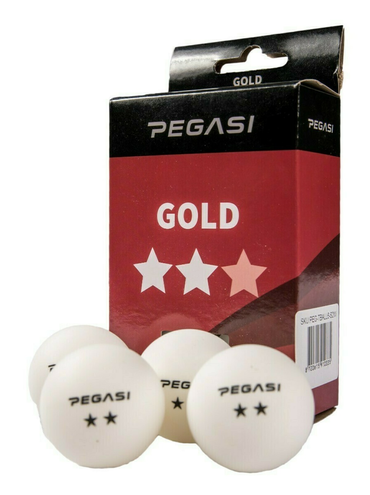 Pegasi 2 ster pingpong ballen 6st. Wit afbeelding