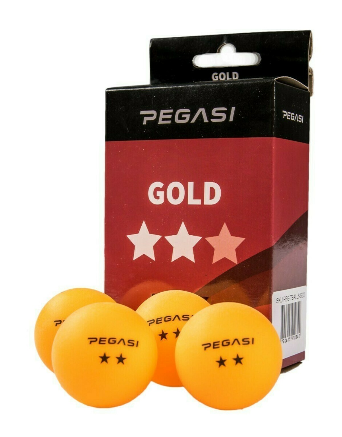Pegasi 2 ster pingpong ballen 6st. Oranje afbeelding