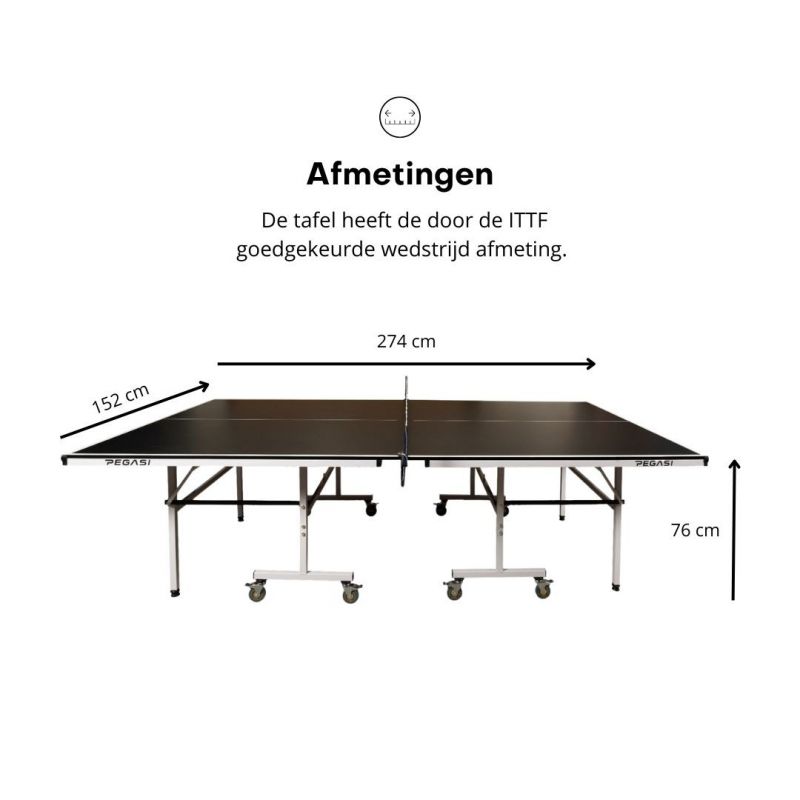 Derde Werkgever los van Tafeltennistafel Pegasi Office 250 indoor Black